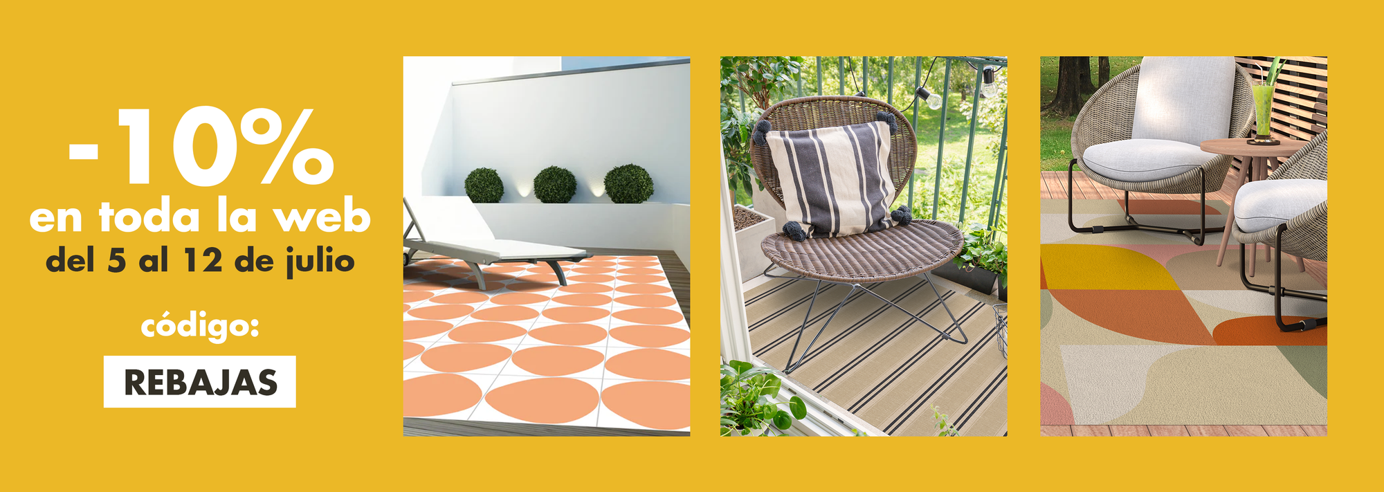 AKSU - Outdoor kleed - Geel - 160 x 230 cm - PVC | Leen Bakker