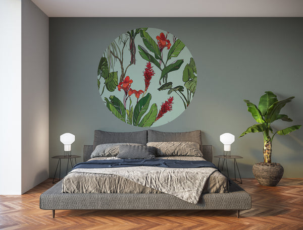 Mural Lirios Crisantemos