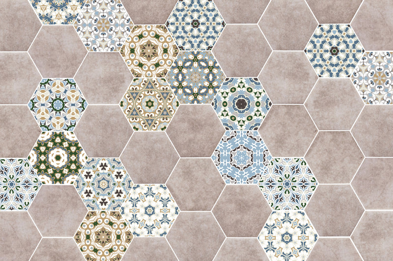 hexágonos con cenefa floral 1