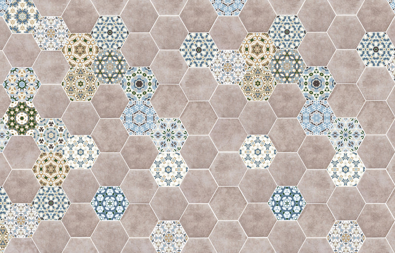 hexágonos con cenefa floral 1